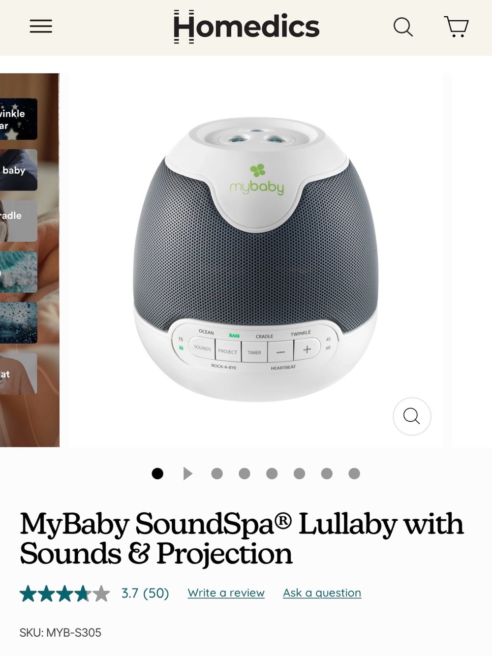 Homedics MyBaby SoundSpa Lullaby Speaker - Gray & White